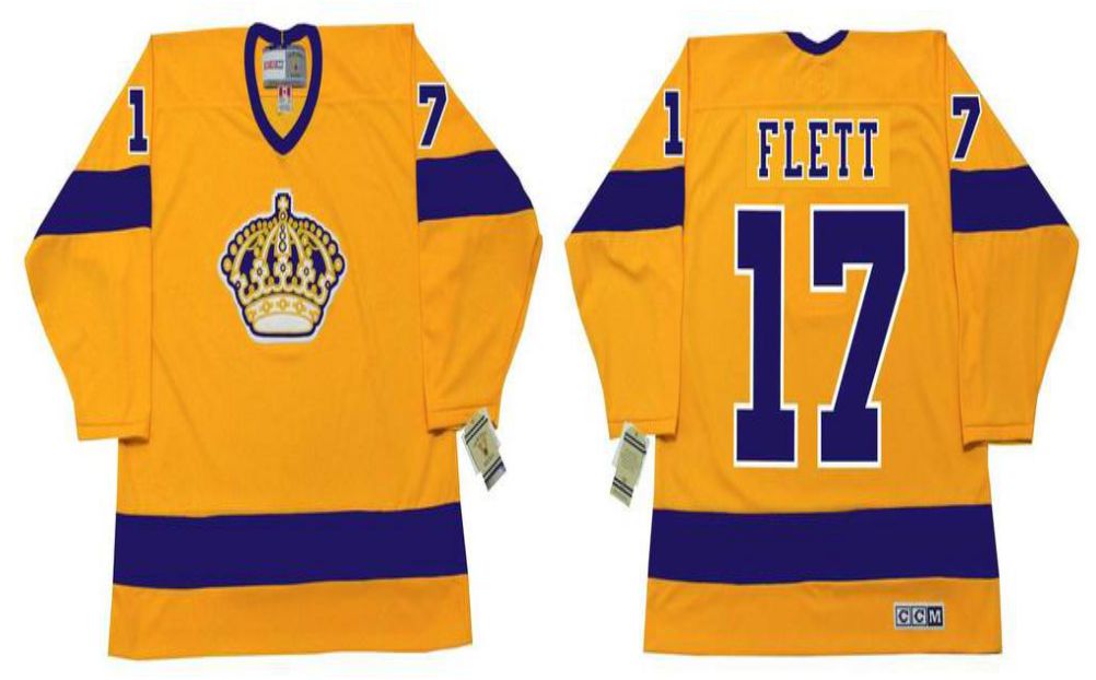 2019 Men Los Angeles Kings 17 Flett Yellow CCM NHL jerseys